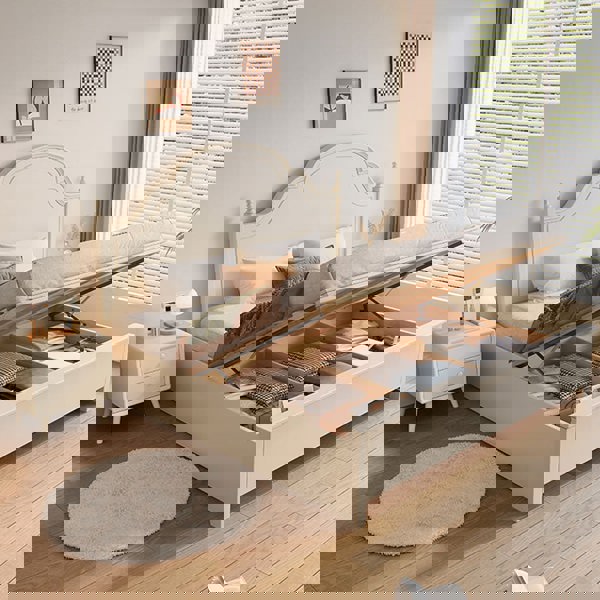 Andrea King Size / Super King Size Bed With Storage, Cream-Rit Concept-Rit Concept