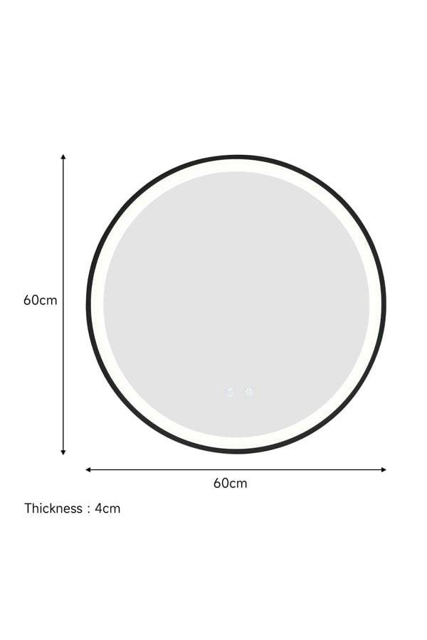 Living and Home D60cm Round Metal Framed LED Wall Mirror