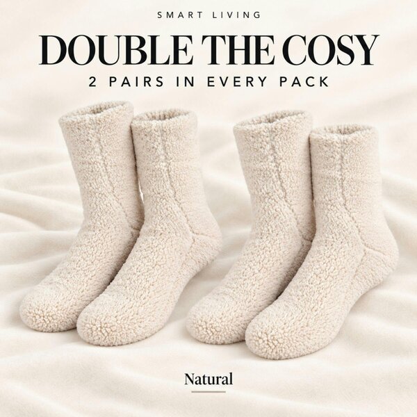 Smart Living 2 Pairs of Teddy Socks -  Natural