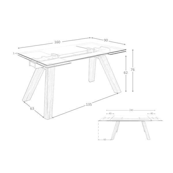 Angel Cerdá Rectangular tempered glass and walnut extending dining table 1123