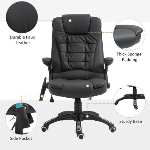 Bobobiy 6-Point Massage Office Chair with Seat Heated, 360, Black