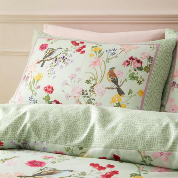RHS Birds In Bloom Green Duvet Cover Set
