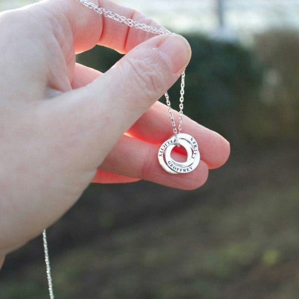 Personalised Three Ring Silver Necklace - MYLEE London