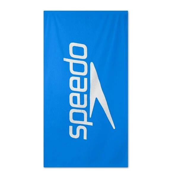 Speedo logo towel in blue with white design and excellent absorption