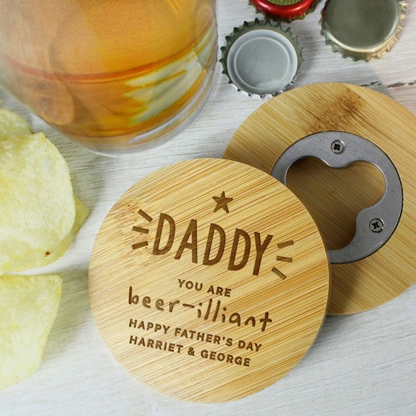 Personalised Memento Company Personalised Star Bamboo Bottle Opener Coaster
