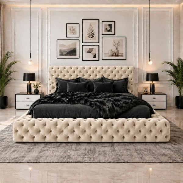 Paradise Beds Velmora Luxury Chesterfield Upholstered Bed Frame with Deep Button Headboard