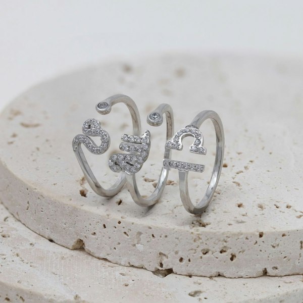 Say It With Leo Ring with CZ Stones - Silver