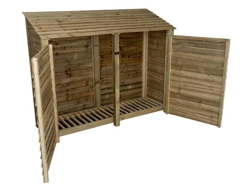 Arbor Garden Solutions Wooden Log Store with Doors W-227cm, H-126cm or 180cm, D-88cm