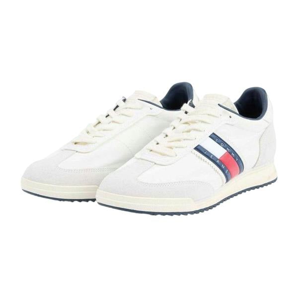 Tommy Jeans Mens Suede Running Trainers - Ivory - 