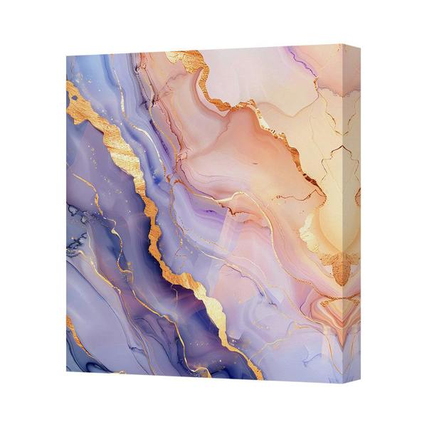 Benjamin Tate Design Abstract Marble Canvas Art Print Purple Gold With Gallery Wrapped Frame