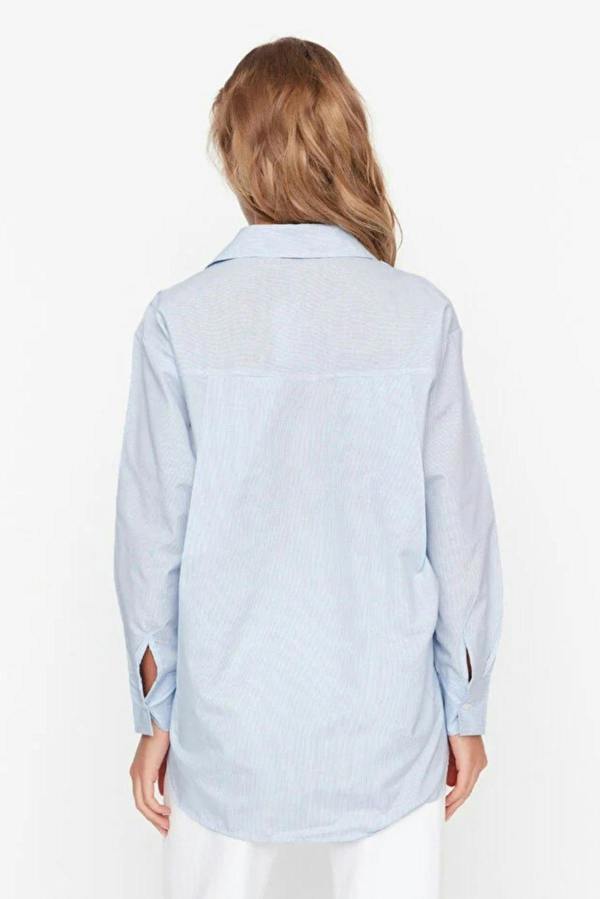 WOVCOR Single Pocket Boyfriend Cotton Woven Shirt