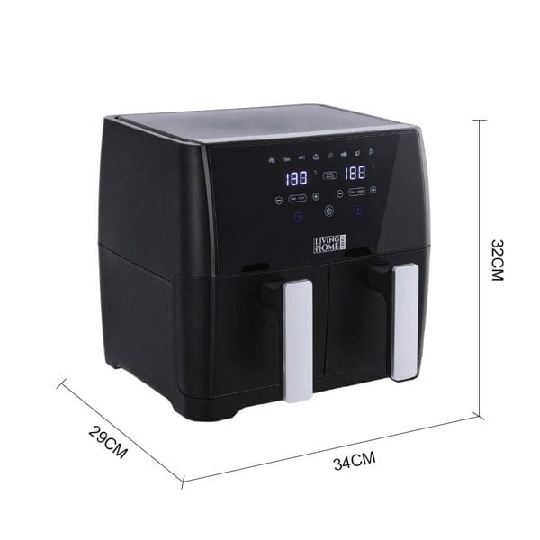 8L Black Touch Screen Air Fryer with Dual Basket Air Fryers Living and Home