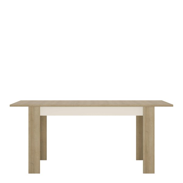 Wyld Haus Hjorring Medium White and Natural Oak Wood Extending Dining Table