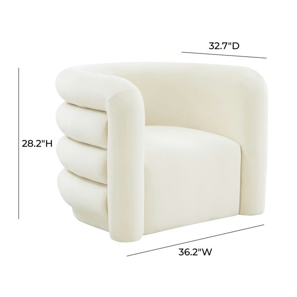 Furniture Edit Curves Cream Velvet Lounge Accent Occasional Chair