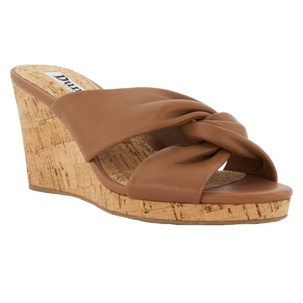 Dune London Womens/Ladies Kacee Twist Knot Leather Wedge Mule Sandals - Tan