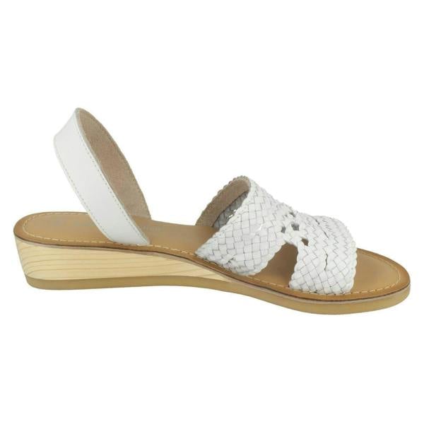 Leather Collection Ladies Leather Collection Low Wedge Weave Slingback Mules