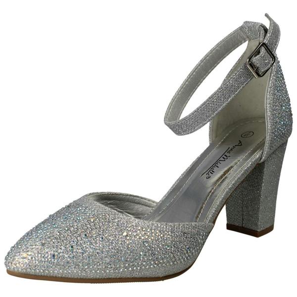 Anne Michelle Ladies Anne Michelle Block Heel Glitter Court Shoes