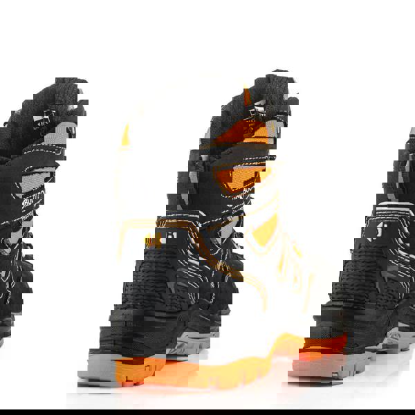 Buckbootz BVIZ2 Mens Lace Up S7S Composite Safety Ankle Boots, black and orange protective footwear with lace-up design and reinforced toe area.