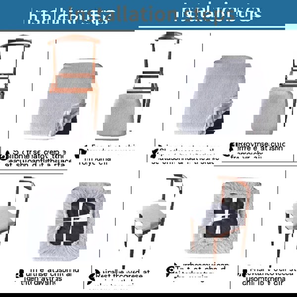 Anyhouz Chair Cover Brown Fur Stretch Seat Cover for Home Dinning Kitchen Washable Removable