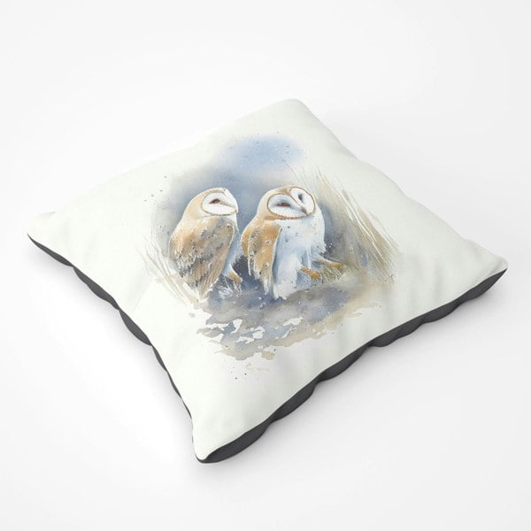 Warren Reed Barn Ano Owls Watercolour Floor Cushion