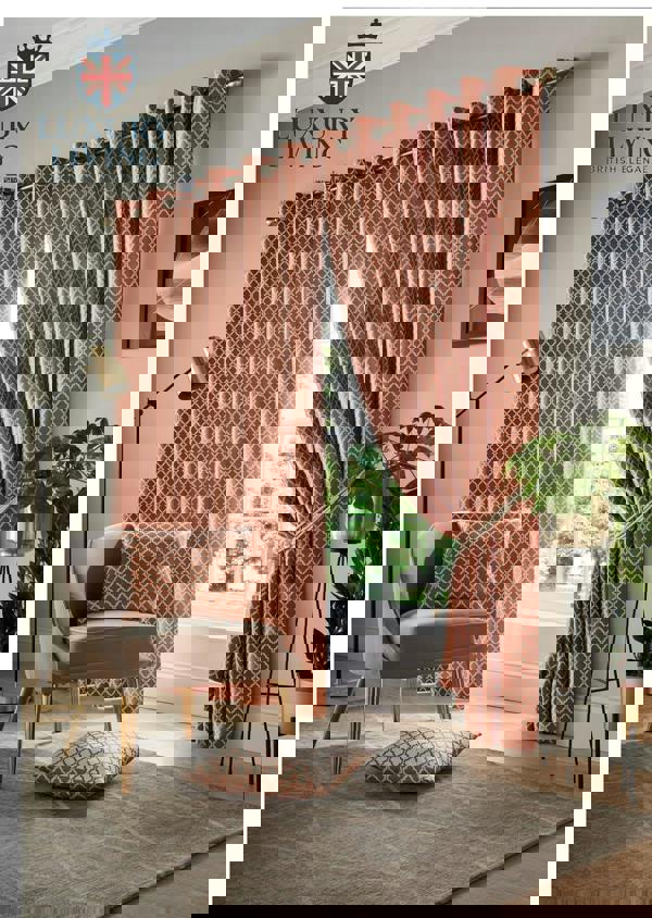 Luxury Living Modern Geometric Eyelet Curtains – Two-Tone Jacquard with Full Lining for Contemporary Interiors