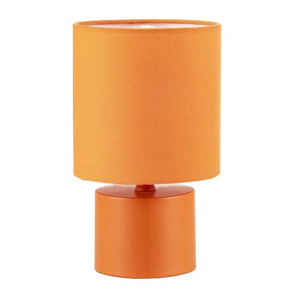 Modern Vibrant Dusty Orange Table Lamp with Cotton Fabric Drum Shade Image 3