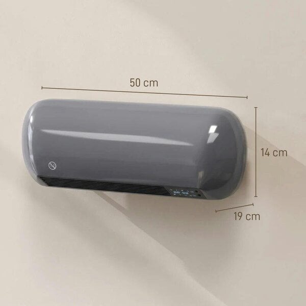 Bobobiy 2000W Ceramic Electric Heater with Fan, Adjustable Thermostat, Wall Mounted - Grey