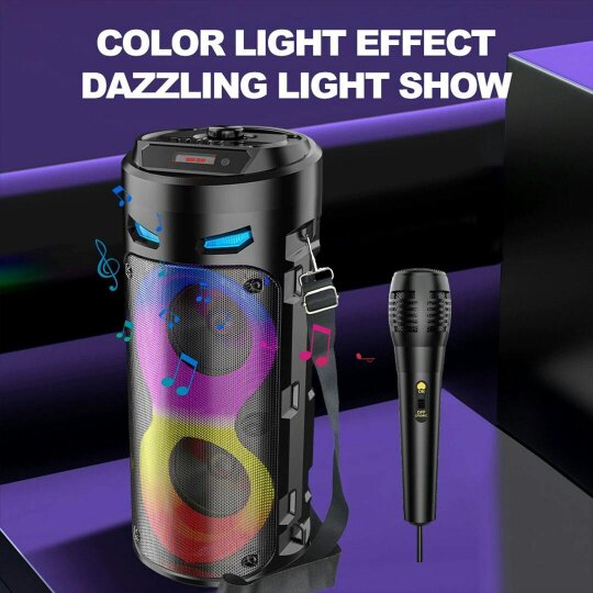Havendro Portable Bluetooth Party Speaker Heavy Bass Subwoofer with Mic LED Light