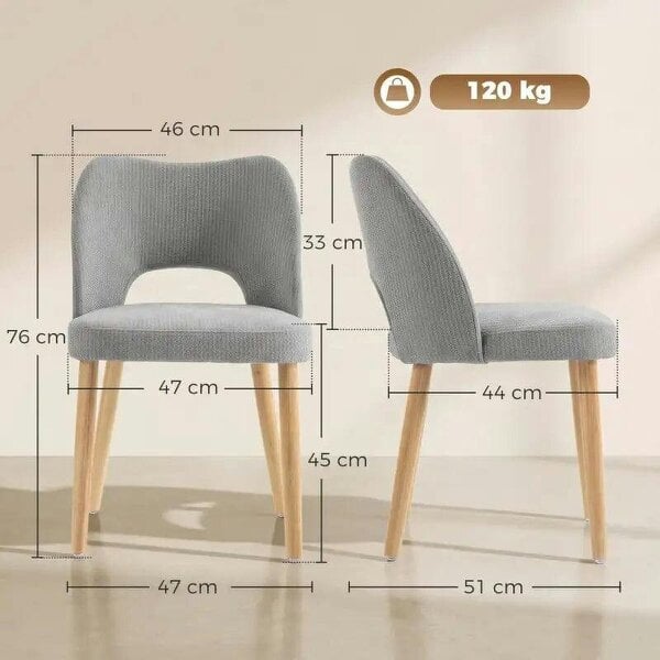 Bobobiy Dining Chairs Set Upholstered Kitchen Chenille Tool Free Assembly Rubberwood Legs, Grey