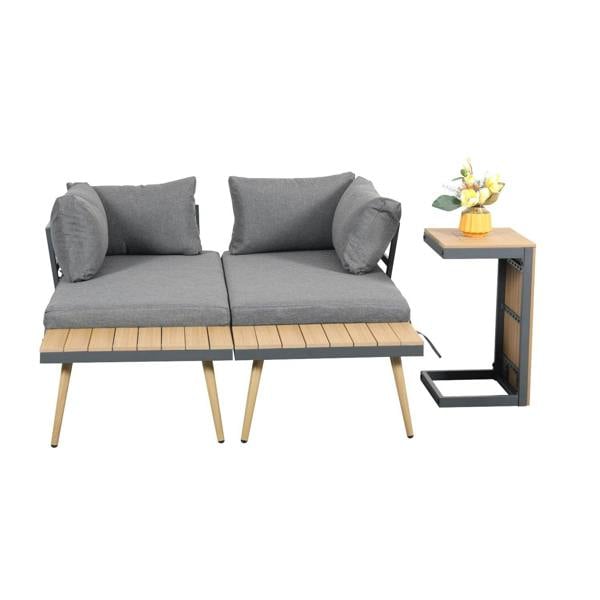 Belmont Metal and Contemporary Poly-Wood Sectional Corner Garden Set - Madefor.Living