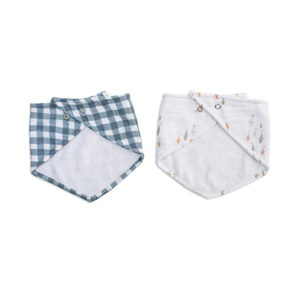 Lulujo - Bandana Bib - Navy Ginghma & Fish - 2 Pack