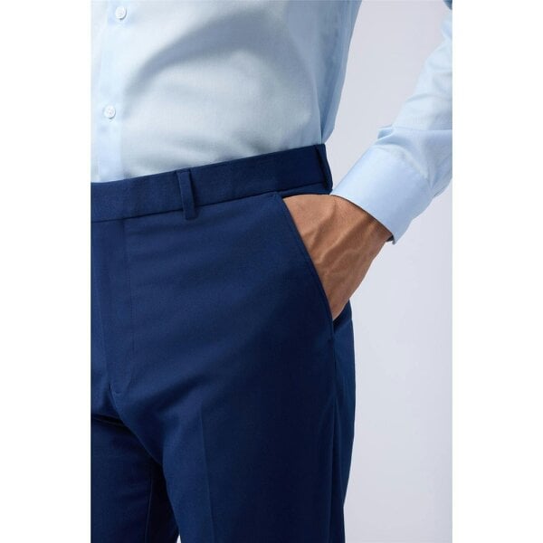 Limehaus Regular Fit Blue Stretch Trousers