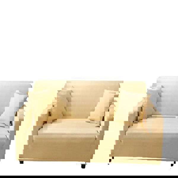 Anyhouz Anyseat 3 Seater Sofa Cover Plain Beige Style and Protection For Living Room Sofa Chair Elastic Stretchable Slipcover