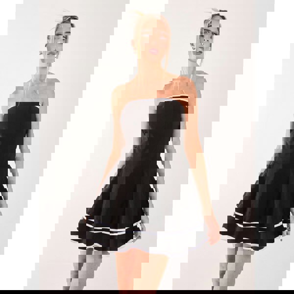 Pink Vanilla Bandeau Contrast Binding Mini Dress