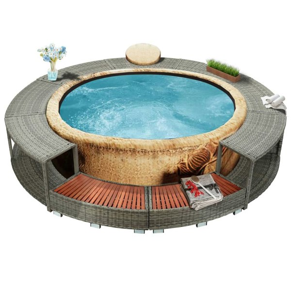 Berkfield Hot Tub Surround Grey Poly Rattan