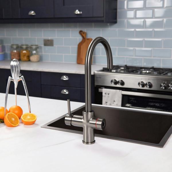 Impromta 3 in 1 Biometric Swan Neck Boiling Water Tap | Gun Metal Finish