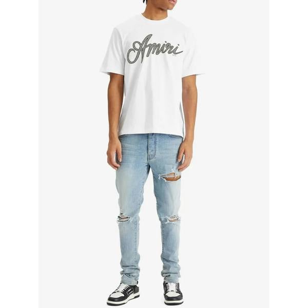 Amiri Script Logo T-Shirt   in  White