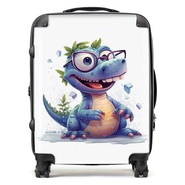 Warren Reed Happy Dinosaur With Glasses Suitcase