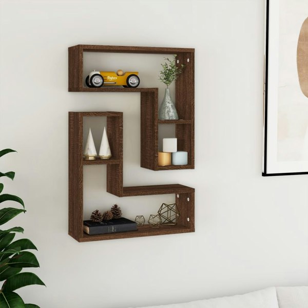 Berkfield Wall Shelves 2 pcs Brown Oak 50x15x50 cm Engineered Wood