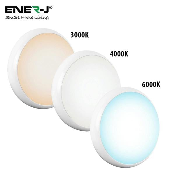 ENER-J Superhero 9-in-1 CCT & Wattage Switchable LED Bulkhead with Plug-and-Play Microwave Sensor & Emergency Module, IP65, IK10, 315 mm