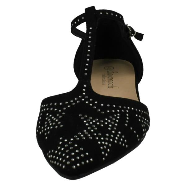 Savannah Ladies Savannah Flat T-Bar Buckle Strap Pointed Shoes
