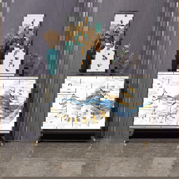 Detail view of Legrand Sideboard, Plywood with marble sideboard