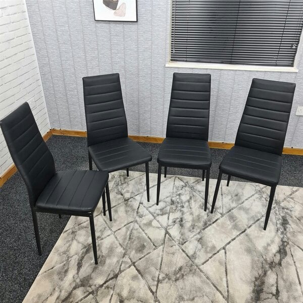 Kosy Koala Dining Chairs Set of 4 Black Leather Kitchen Chairs