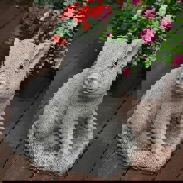 Adorable Stone Cast Babe Pig Garden Ornament