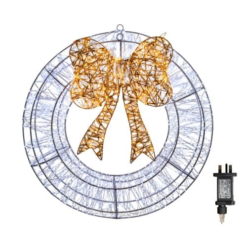 Samuel Alexander 60cm Galaxy Light Up Christmas Wreath with Bow & Cool White 2000 LEDs