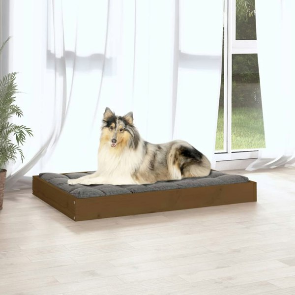 Berkfield Dog Bed Honey Brown 91.5x64x9 cm Solid Wood Pine