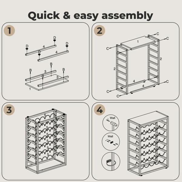 Levede Wine Rack 30 Bottles Free Standing Floor Wooden Top 6 Tiers Wine Shelves