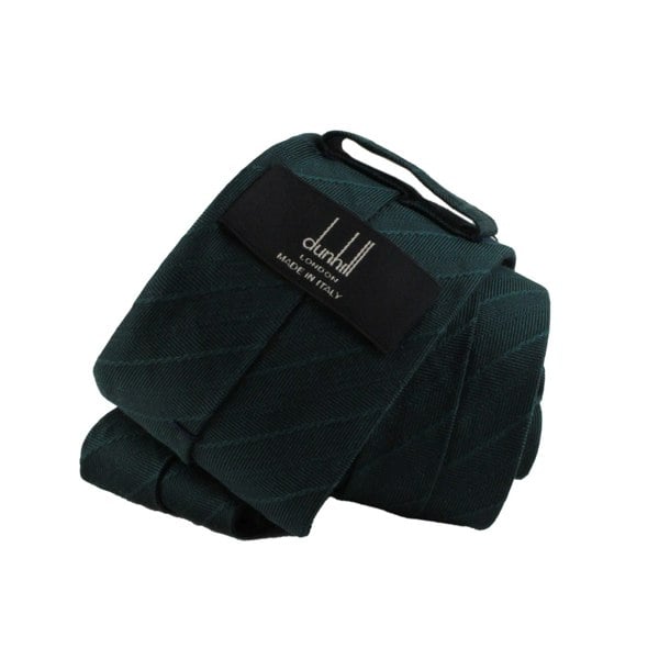Dunhill luxurious silk tie in a monochrome herringbone pattern