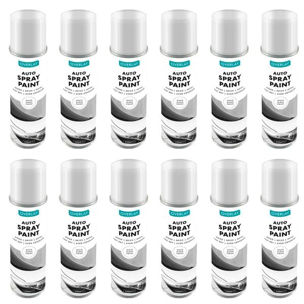 Overlay 12X Overlay Gloss White Auto Professional Spray Paint 250ml