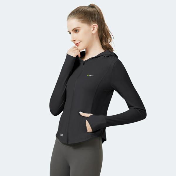 Anniou Hooded Sports Jacket UPF 50+ - Black